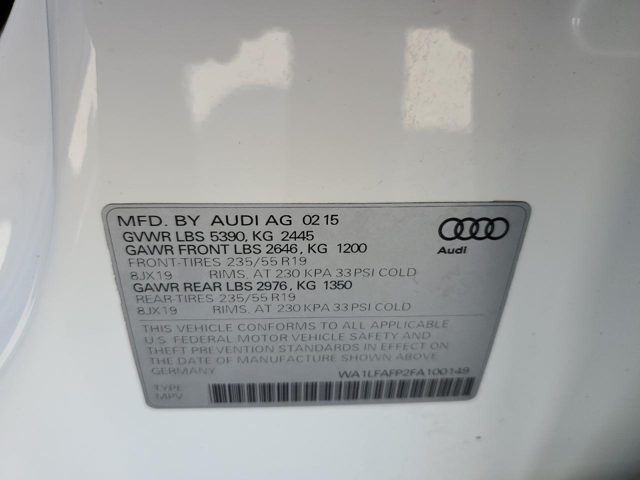 Photo 12 VIN: WA1LFAFP2FA100149 - AUDI Q5 