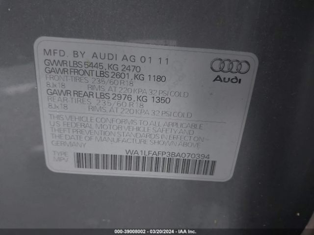 Photo 8 VIN: WA1LFAFP3BA070394 - AUDI Q5 