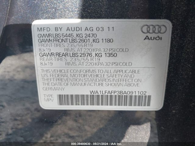 Photo 8 VIN: WA1LFAFP3BA091102 - AUDI Q5 