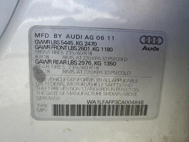 Photo 12 VIN: WA1LFAFP3CA004848 - AUDI Q5 PREMIUM 