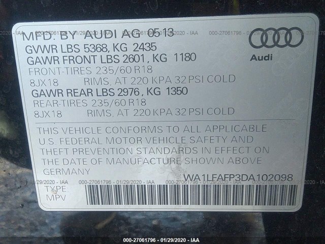 Photo 8 VIN: WA1LFAFP3DA102098 - AUDI Q5 