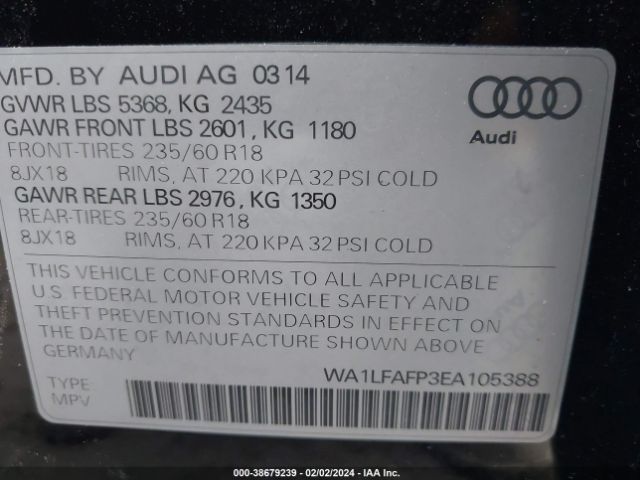 Photo 8 VIN: WA1LFAFP3EA105388 - AUDI Q5 