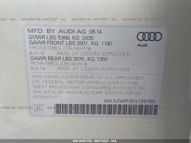 Photo 8 VIN: WA1LFAFP3EA125785 - AUDI Q5 