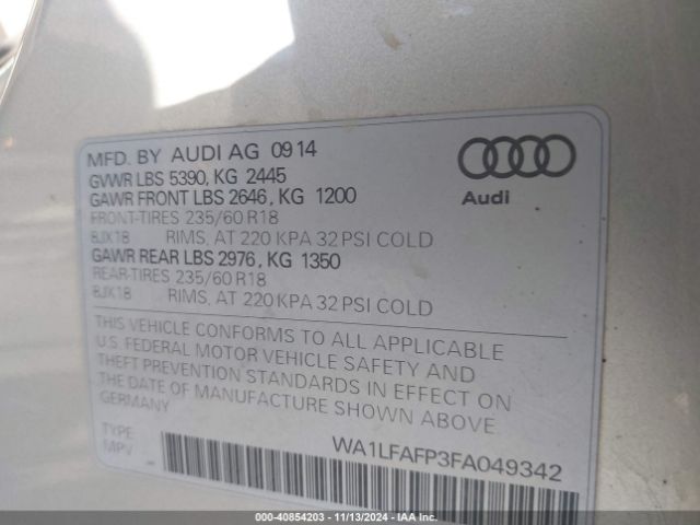 Photo 8 VIN: WA1LFAFP3FA049342 - AUDI Q5 