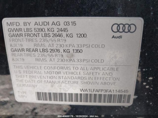 Photo 8 VIN: WA1LFAFP3FA114545 - AUDI Q5 