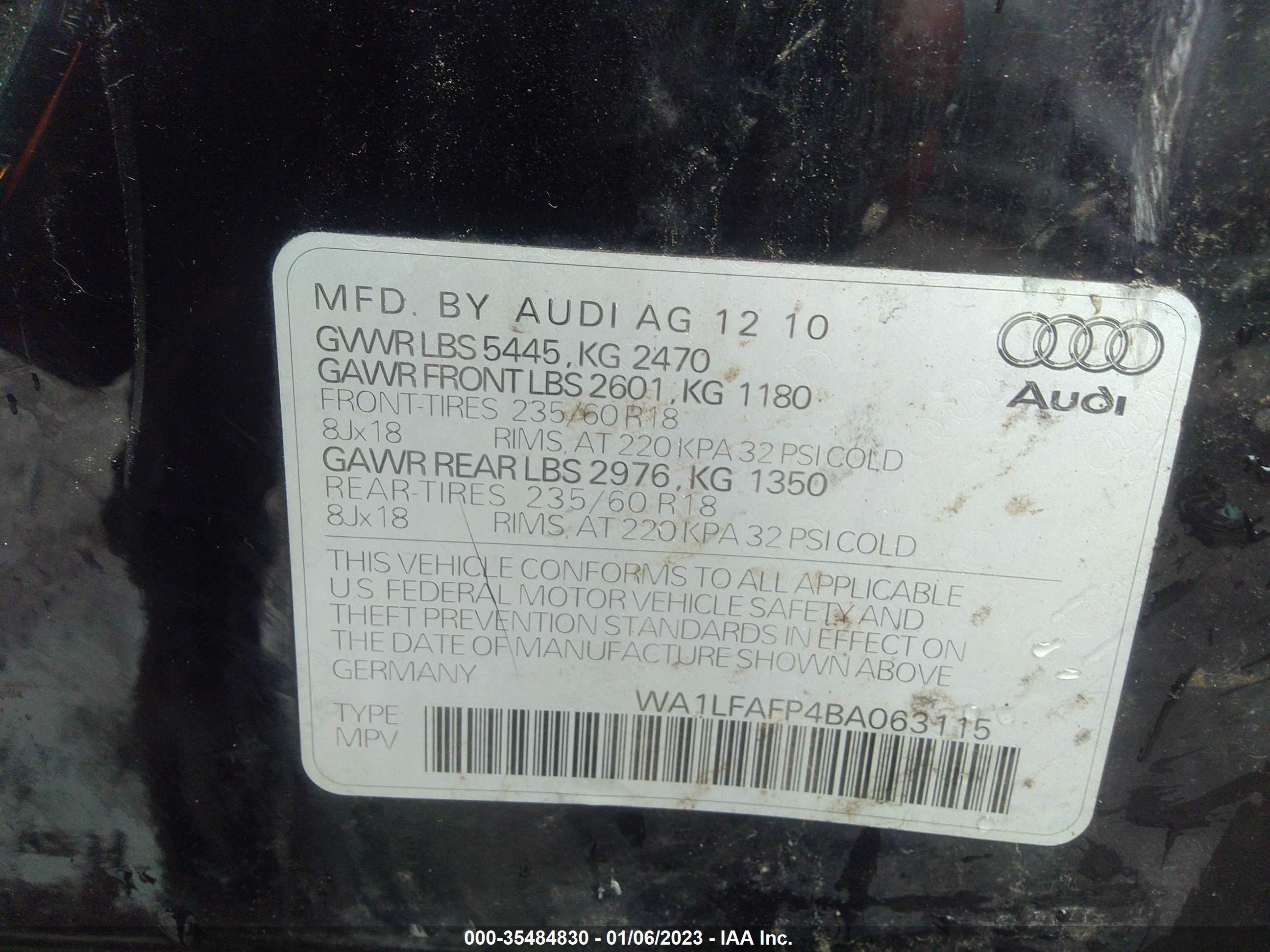 Photo 8 VIN: WA1LFAFP4BA063115 - AUDI Q5 