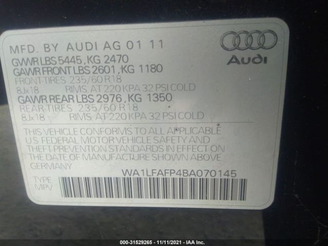 Photo 8 VIN: WA1LFAFP4BA070145 - AUDI Q5 