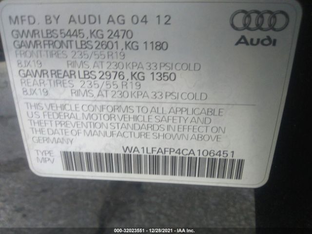 Photo 8 VIN: WA1LFAFP4CA106451 - AUDI Q5 