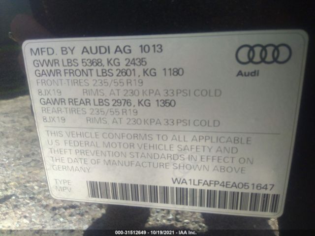 Photo 8 VIN: WA1LFAFP4EA051647 - AUDI Q5 