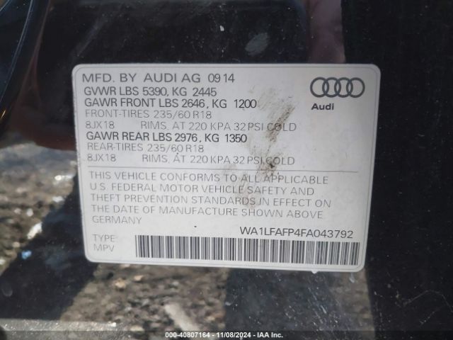 Photo 8 VIN: WA1LFAFP4FA043792 - AUDI Q5 