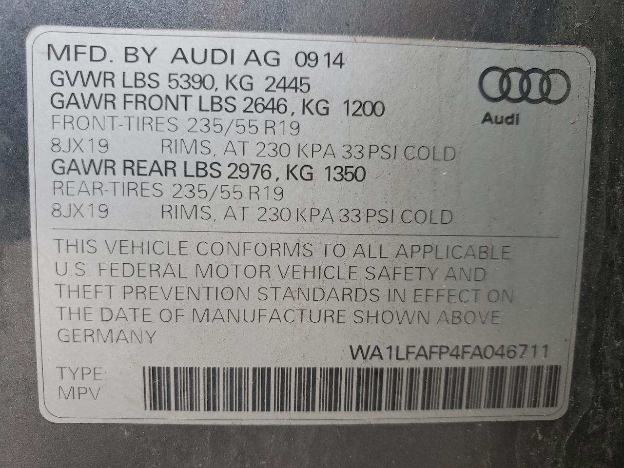 Photo 13 VIN: WA1LFAFP4FA046711 - AUDI Q5 