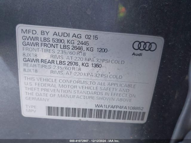 Photo 8 VIN: WA1LFAFP4FA108852 - AUDI Q5 