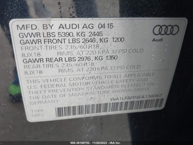 Photo 8 VIN: WA1LFAFP4FA136067 - AUDI Q5 