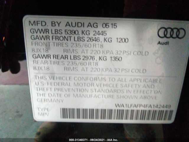 Photo 8 VIN: WA1LFAFP4FA142449 - AUDI Q5 