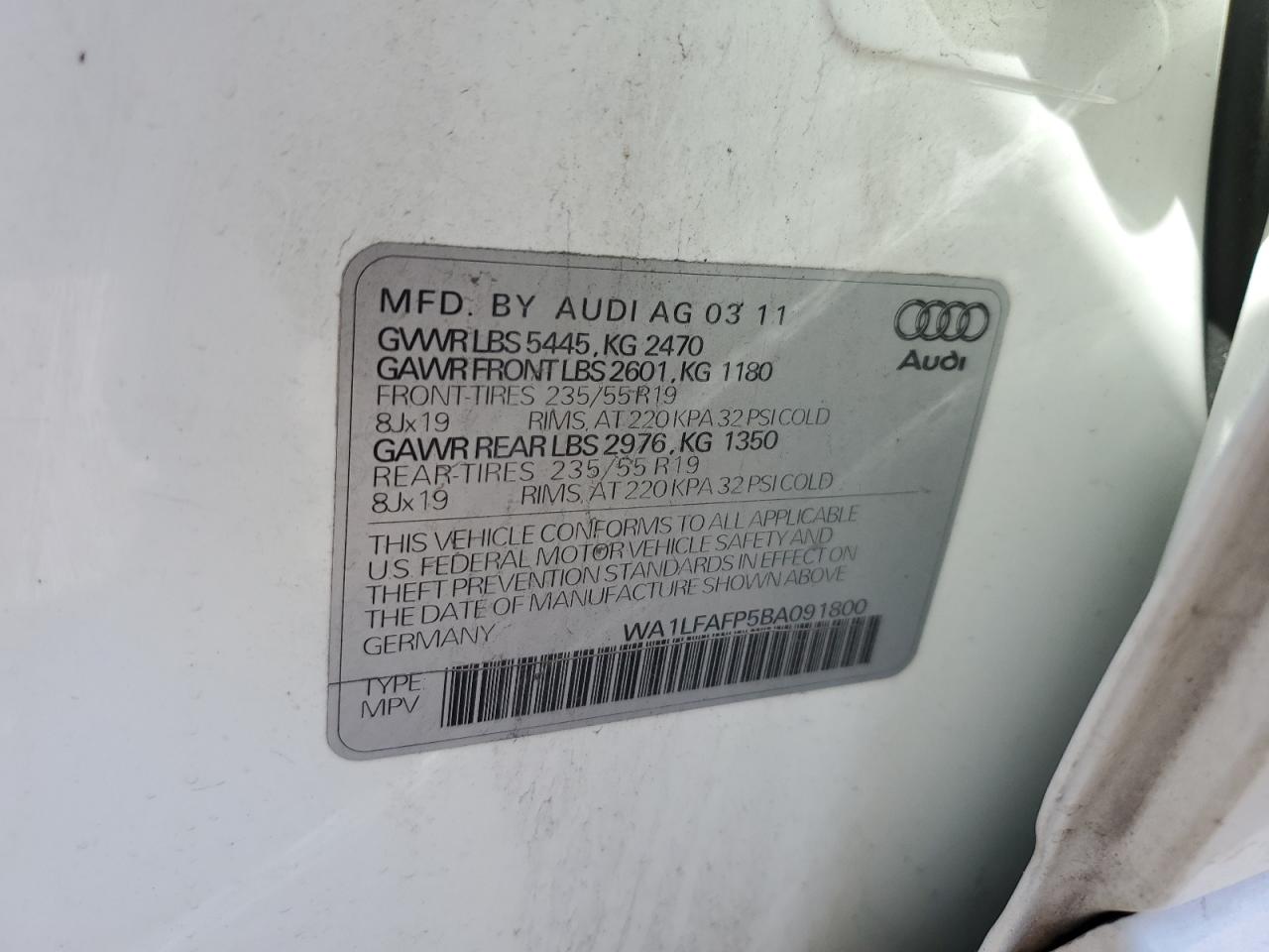 Photo 11 VIN: WA1LFAFP5BA091800 - AUDI Q5 