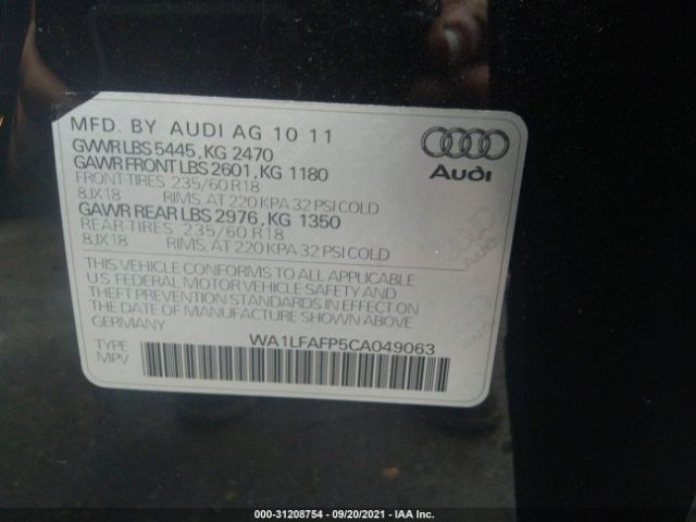 Photo 8 VIN: WA1LFAFP5CA049063 - AUDI Q5 