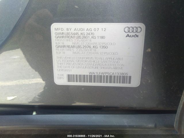 Photo 8 VIN: WA1LFAFP5CA133805 - AUDI Q5 