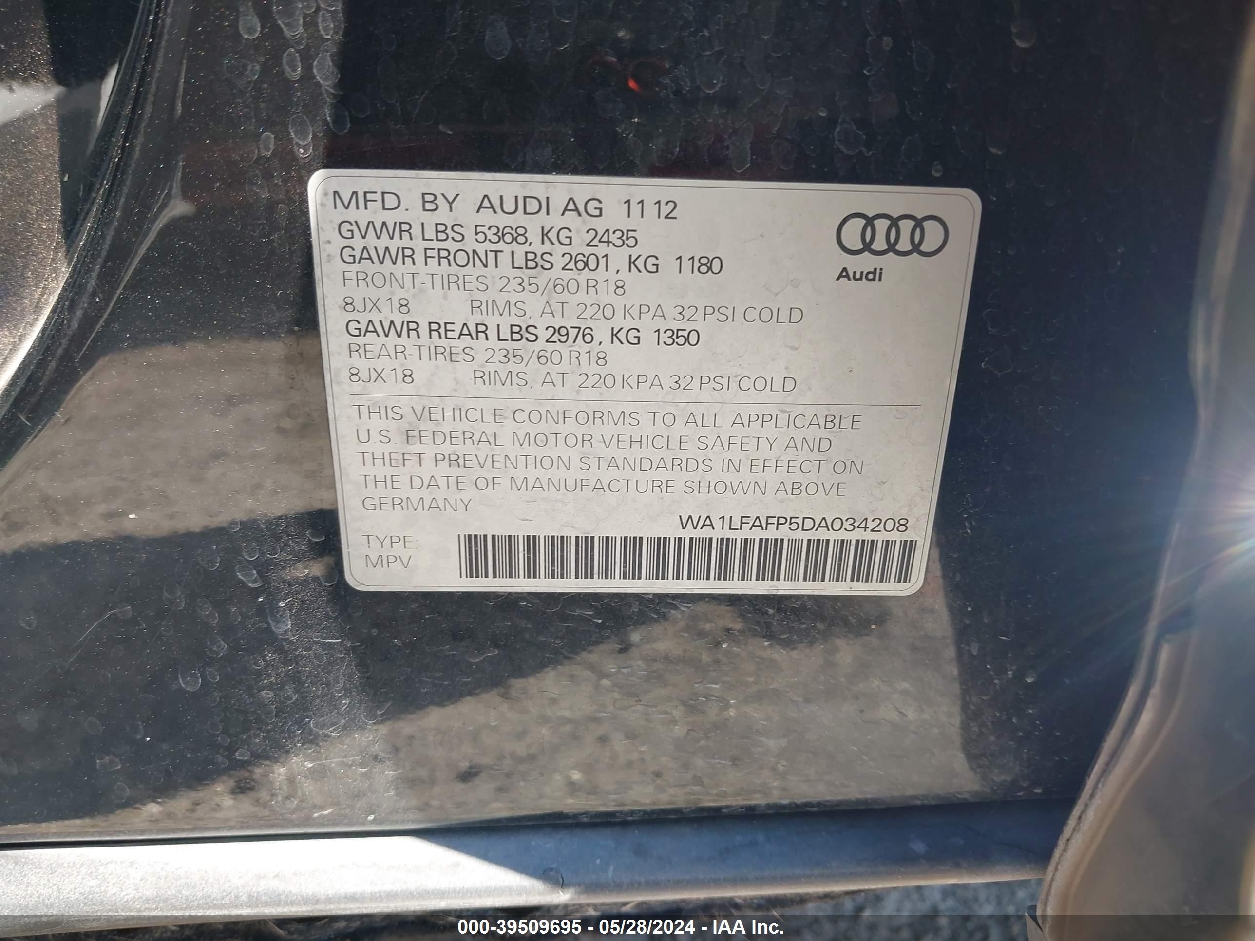 Photo 8 VIN: WA1LFAFP5DA034208 - AUDI Q5 