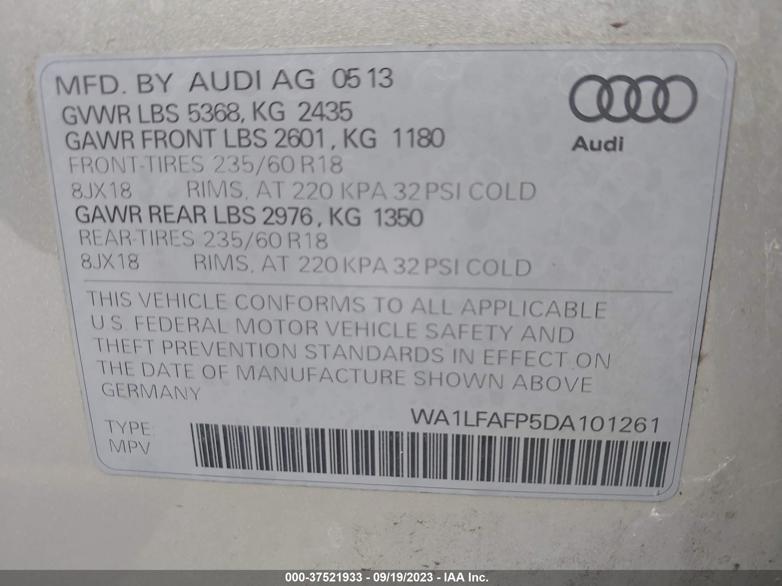 Photo 8 VIN: WA1LFAFP5DA101261 - AUDI Q5 