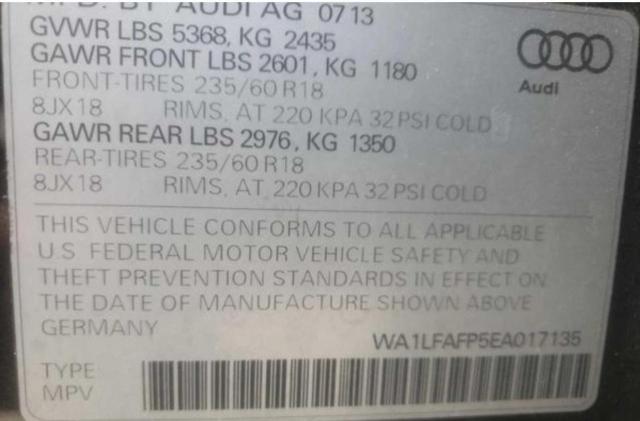 Photo 9 VIN: WA1LFAFP5EA017135 - AUDI Q5 PREMIUM 