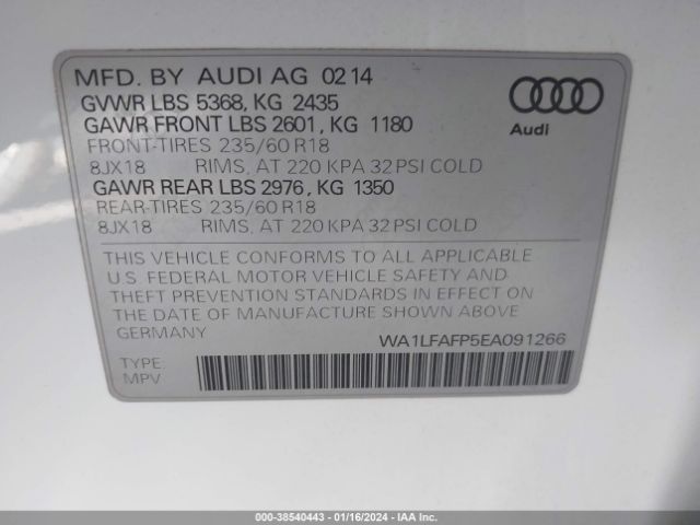 Photo 8 VIN: WA1LFAFP5EA091266 - AUDI Q5 