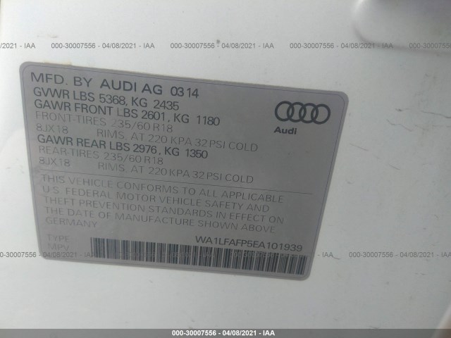 Photo 8 VIN: WA1LFAFP5EA101939 - AUDI Q5 