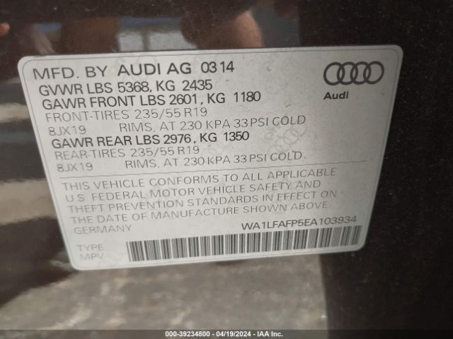 Photo 8 VIN: WA1LFAFP5EA103934 - AUDI Q5 