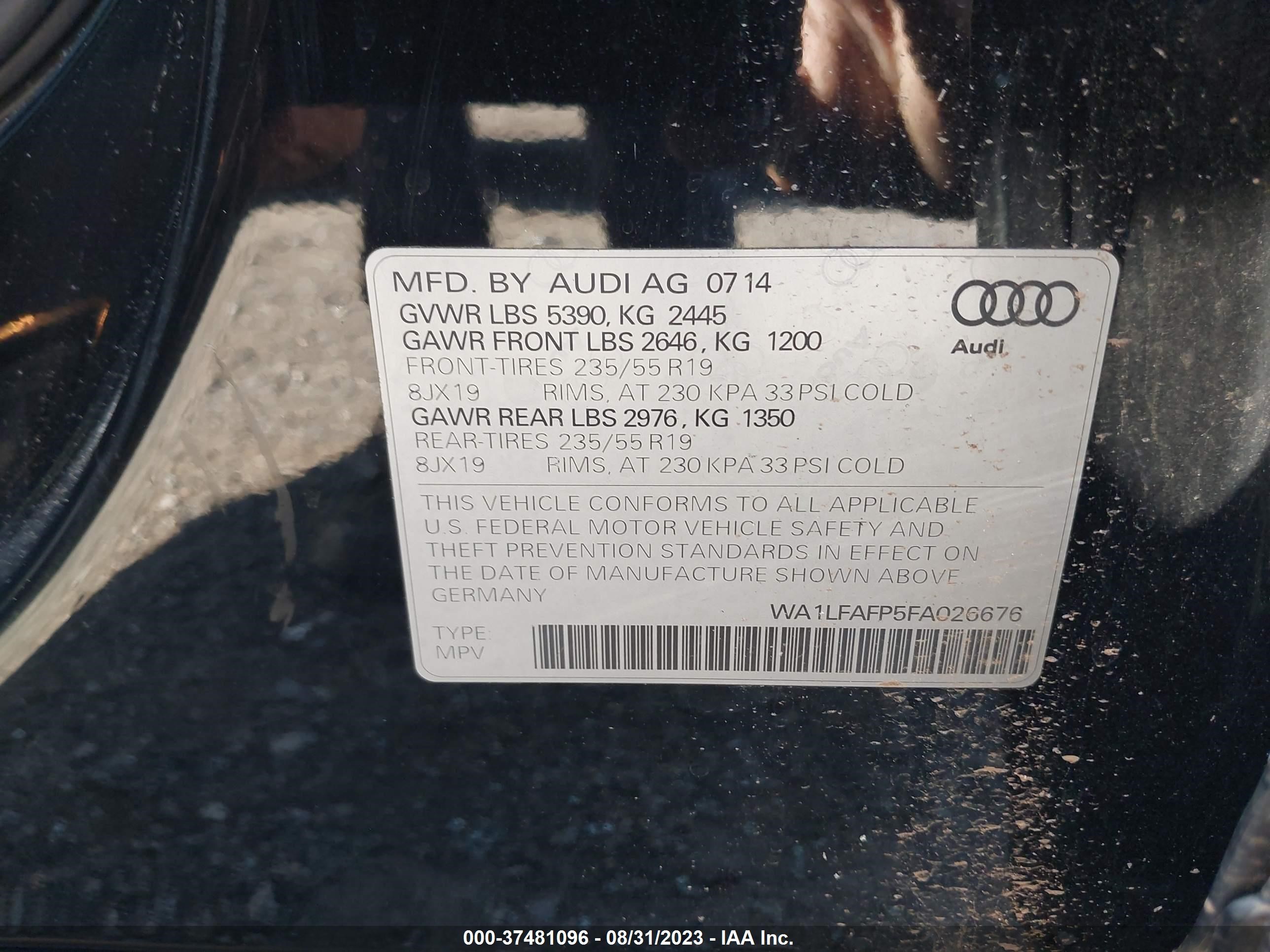 Photo 8 VIN: WA1LFAFP5FA026676 - AUDI Q5 