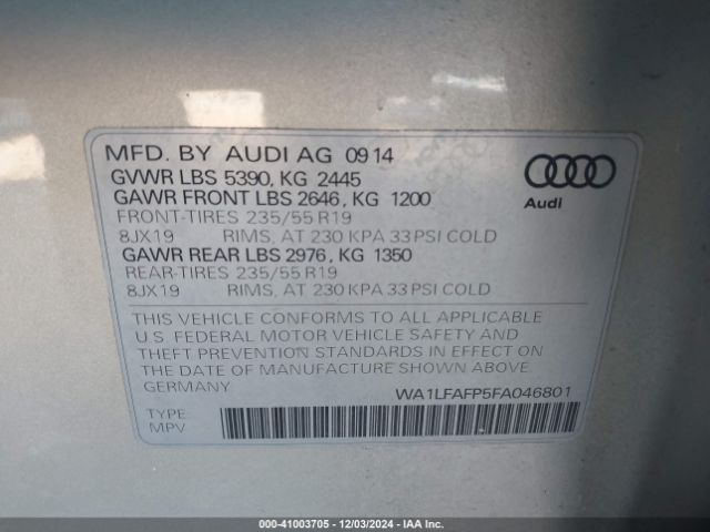 Photo 8 VIN: WA1LFAFP5FA046801 - AUDI Q5 