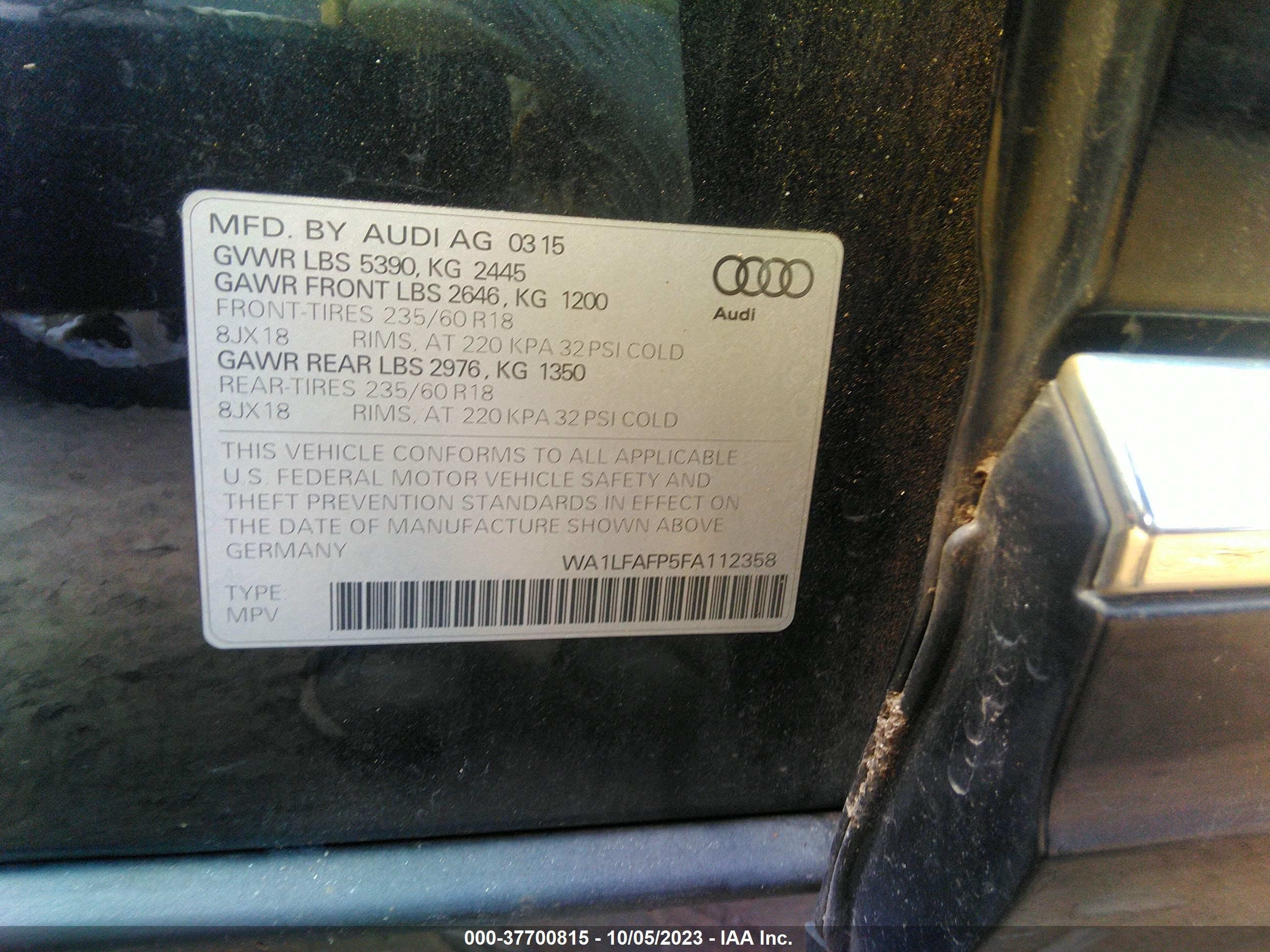 Photo 8 VIN: WA1LFAFP5FA112358 - AUDI Q5 