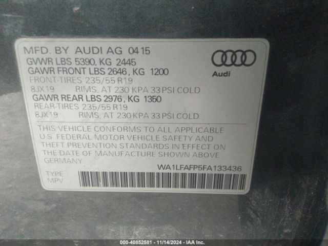 Photo 8 VIN: WA1LFAFP5FA133436 - AUDI Q5 