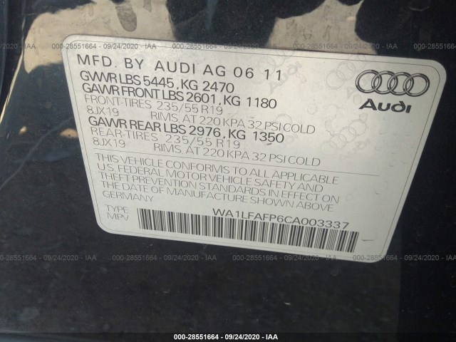 Photo 8 VIN: WA1LFAFP6CA003337 - AUDI Q5 