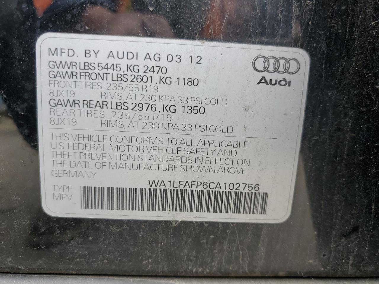 Photo 11 VIN: WA1LFAFP6CA102756 - AUDI Q5 