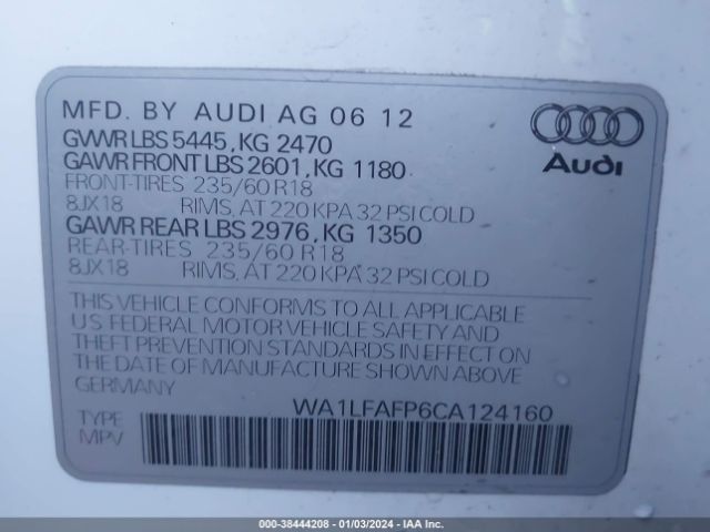 Photo 8 VIN: WA1LFAFP6CA124160 - AUDI Q5 