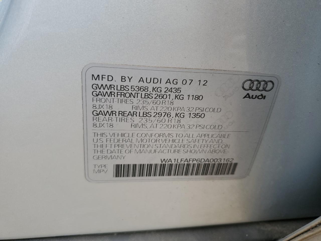 Photo 11 VIN: WA1LFAFP6DA003162 - AUDI Q5 