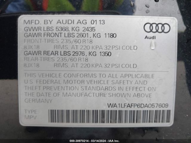 Photo 8 VIN: WA1LFAFP6DA057609 - AUDI Q5 