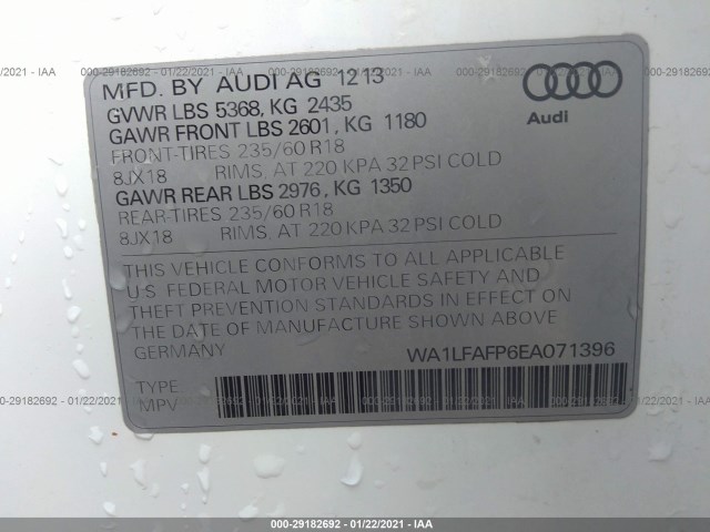 Photo 8 VIN: WA1LFAFP6EA071396 - AUDI Q5 