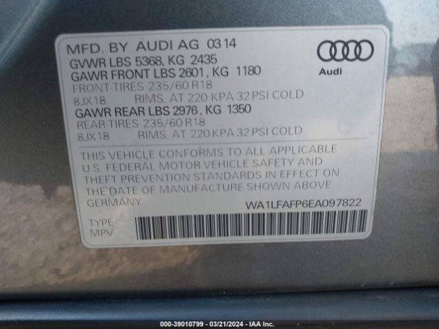 Photo 8 VIN: WA1LFAFP6EA097822 - AUDI Q5 