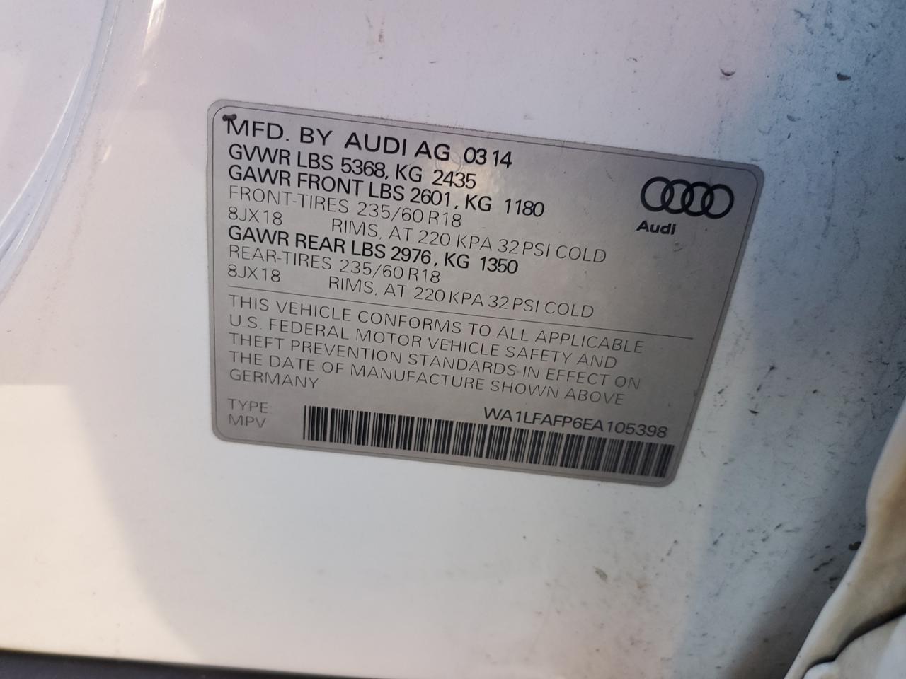 Photo 11 VIN: WA1LFAFP6EA105398 - AUDI Q5 