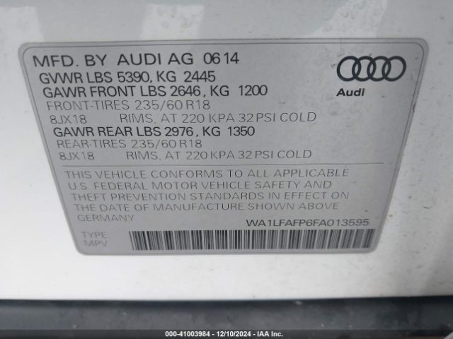 Photo 8 VIN: WA1LFAFP6FA013595 - AUDI Q5 