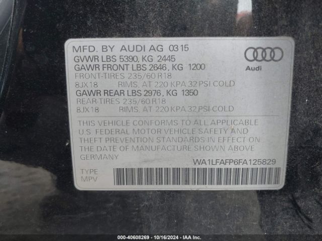 Photo 8 VIN: WA1LFAFP6FA125829 - AUDI Q5 