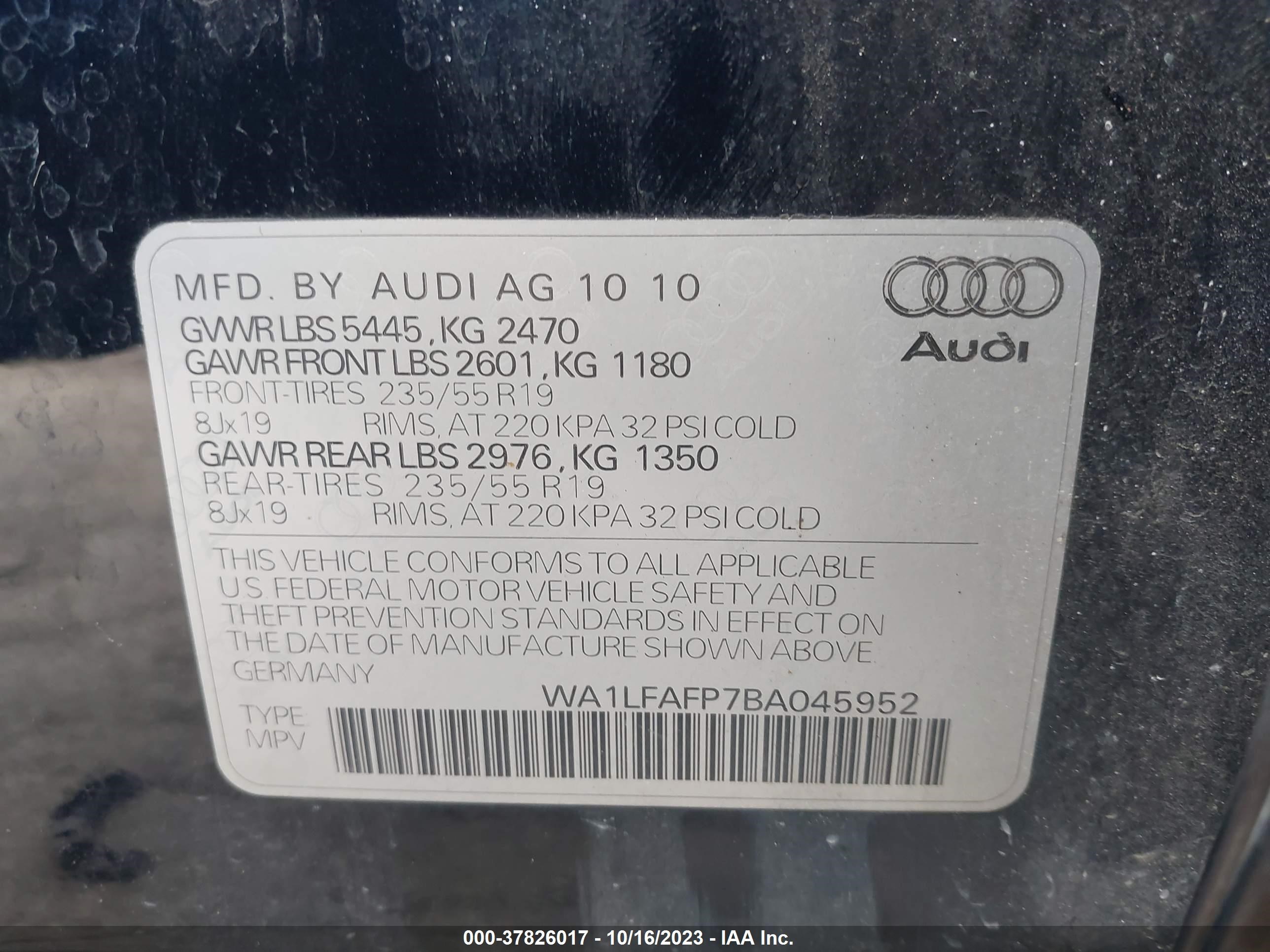 Photo 8 VIN: WA1LFAFP7BA045952 - AUDI Q5 