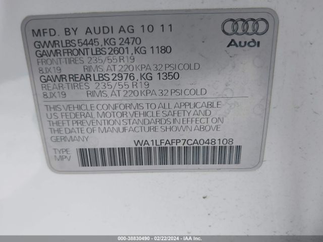 Photo 8 VIN: WA1LFAFP7CA048108 - AUDI Q5 