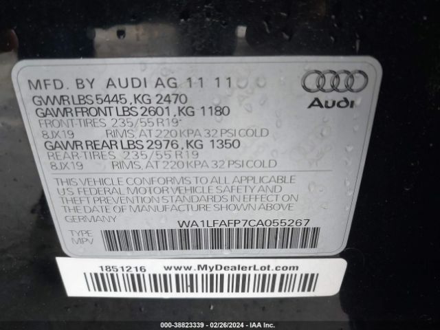 Photo 8 VIN: WA1LFAFP7CA055267 - AUDI Q5 