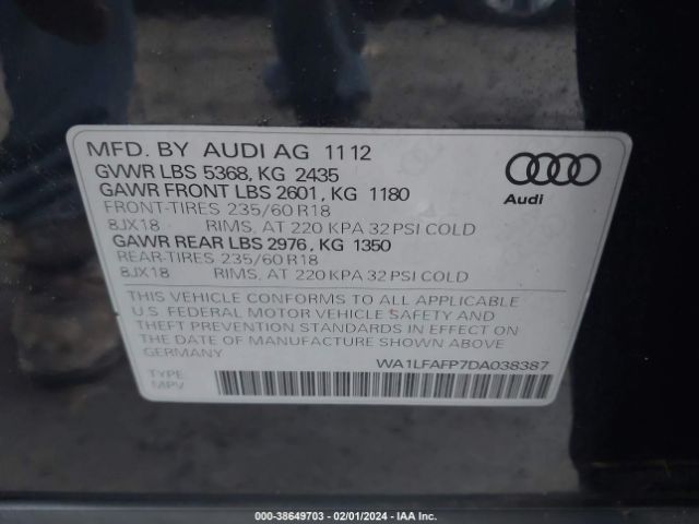 Photo 8 VIN: WA1LFAFP7DA038387 - AUDI Q5 