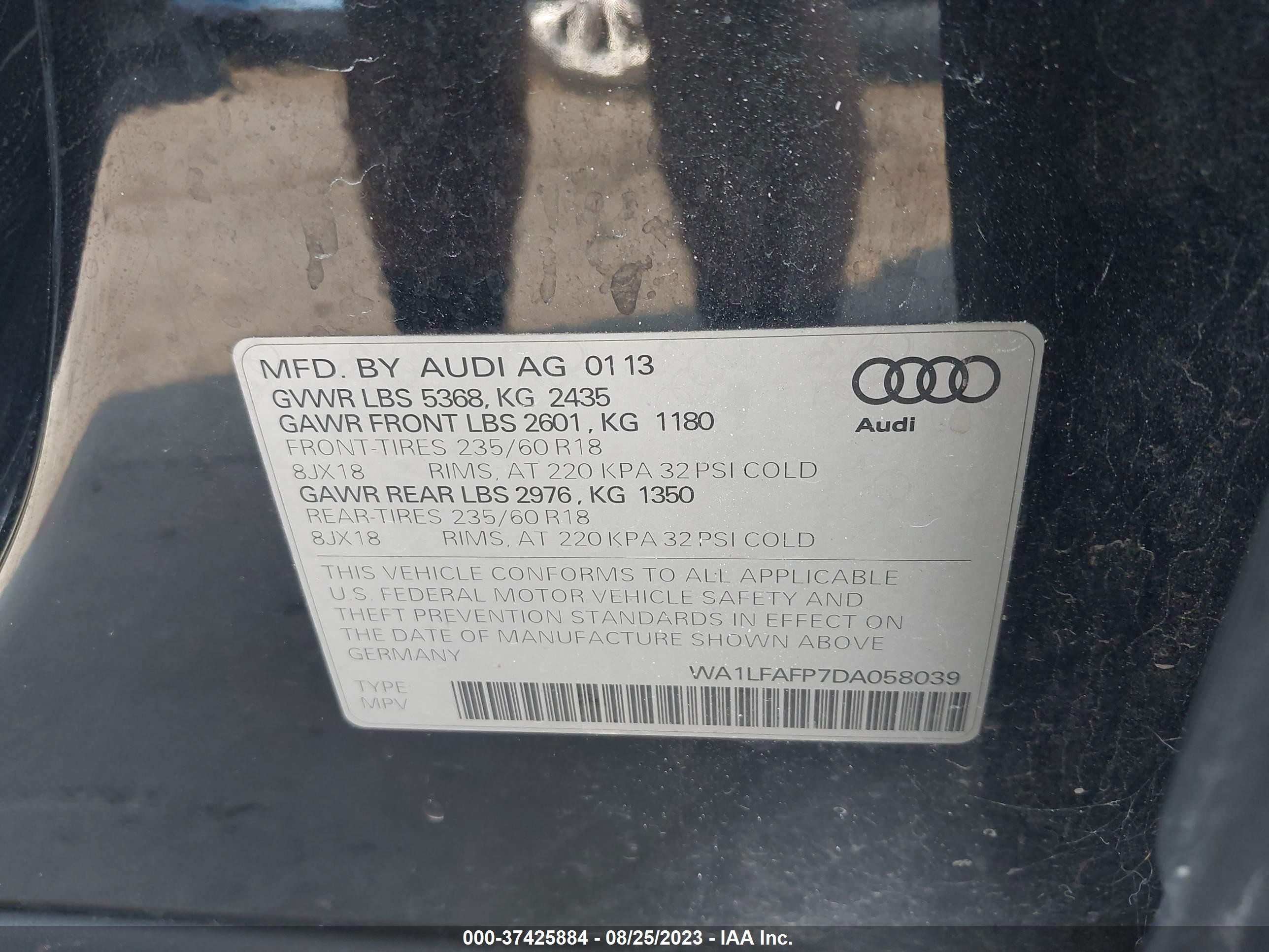 Photo 8 VIN: WA1LFAFP7DA058039 - AUDI Q5 PREMIUM 