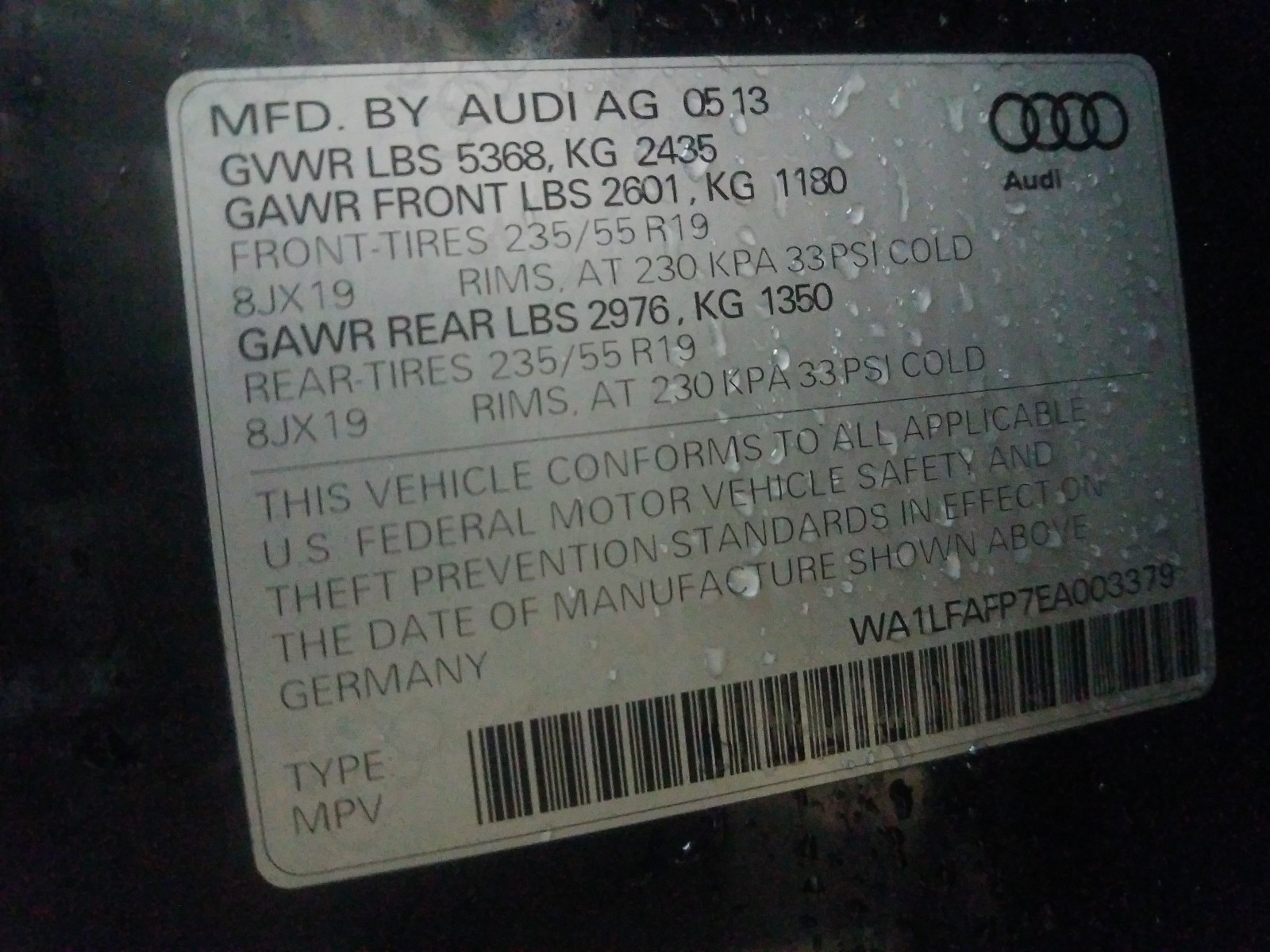 Photo 9 VIN: WA1LFAFP7EA003379 - AUDI Q5 PREMIUM 