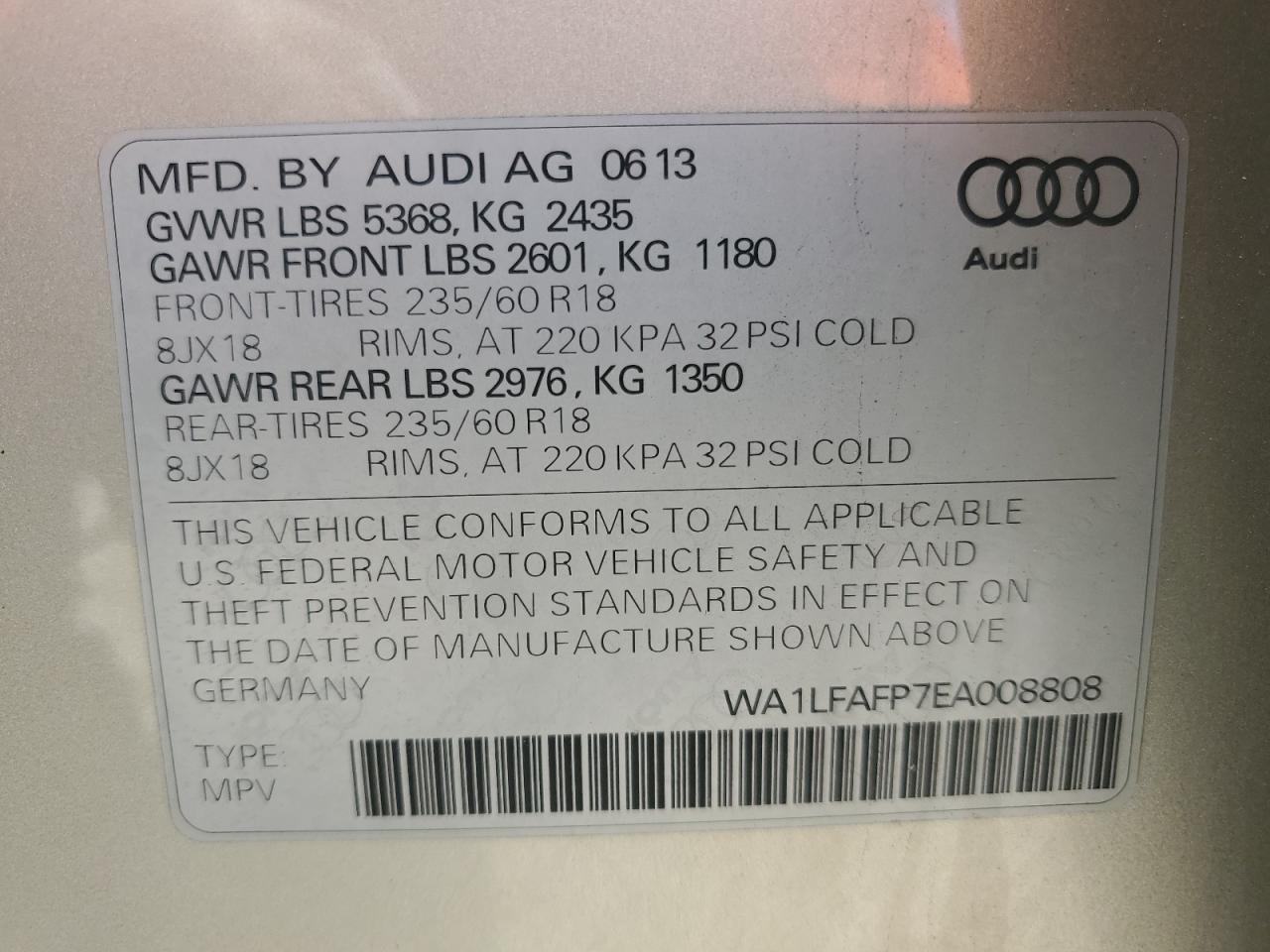 Photo 12 VIN: WA1LFAFP7EA008808 - AUDI Q5 