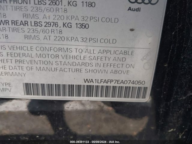 Photo 8 VIN: WA1LFAFP7EA074050 - AUDI Q5 