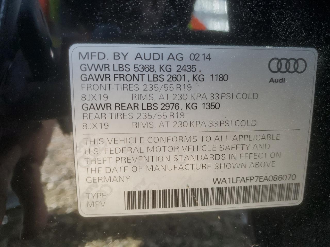 Photo 12 VIN: WA1LFAFP7EA086070 - AUDI Q5 